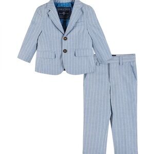 Andy & Evan Light Blue Striped Suit Set